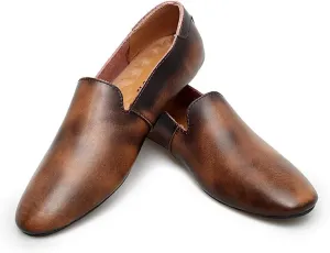 Easy to Put and Remove. Driving Moccasins for Men Tuxedo Toafers Genuine Leather Pointed Toe Vintage Anti-Slip Flat Heel Resistant Lightweight Driving Slip on for All Occasions