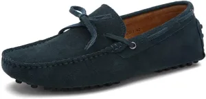 Easy to Put and Remove. Driving Moccasins Loafer Shoes for Men Genuine Leather Round Toe Stitching Details Suede Vamp Deck Shoes Lightweight Anti-Slip Flexible Casual for All Occasions
