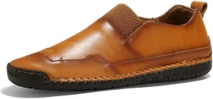 Easy to Put and Remove. Loafer Shoes Driving Moccasins for Men Genuine Leather Round Toe Stitching Details Rubber Sole Lightweight Resistant Anti-Slip Driving Slip on for All Occasions