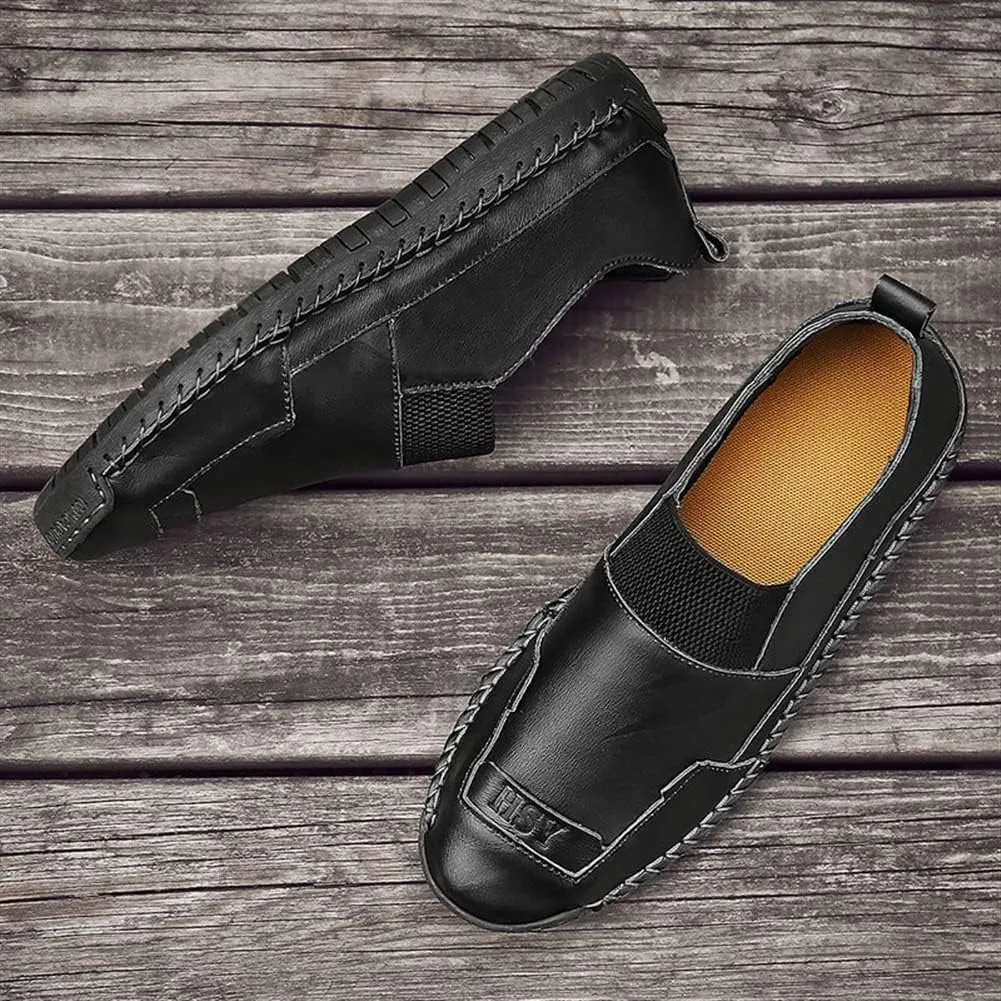 Easy to Put and Remove. Loafer Shoes Driving Moccasins for Men Genuine Leather Round Toe Stitching Details Rubber Sole Lightweight Resistant Anti-Slip Driving Slip on for All Occasions