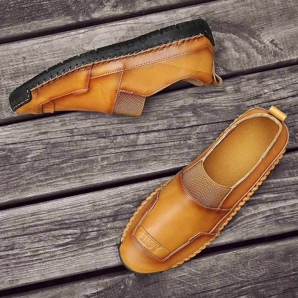 Easy to Put and Remove. Loafer Shoes Driving Moccasins for Men Genuine Leather Round Toe Stitching Details Rubber Sole Lightweight Resistant Anti-Slip Driving Slip on for All Occasions