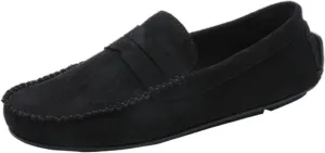 Easy to Put and Remove. Loafer Shoes Driving Moccasins for Men Genuine Leather Round Toe Suede Vamp Penny Loafer Lightweight Anti-Slip Resistant Flat Heel Flexible Outdoor for All Occasions