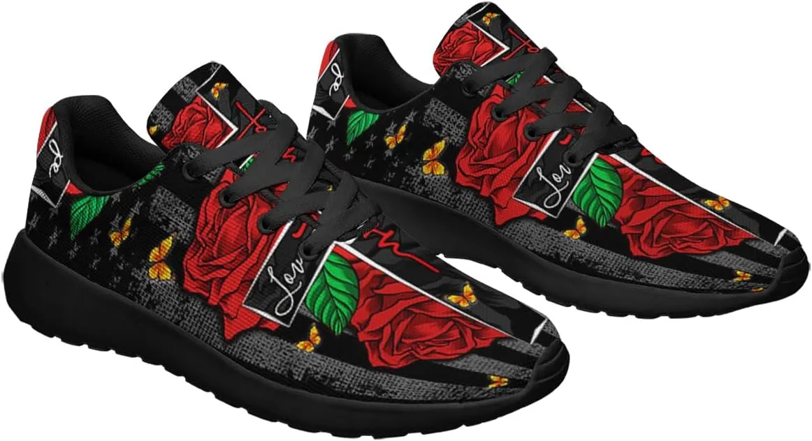 Faith Jesus Shoes, Christian Cross Lace Up Walking Sneakers, Running Shoes Mesh Breathable Sports Trainers