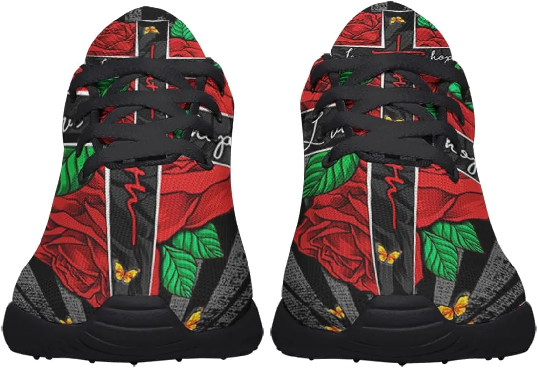Faith Jesus Shoes, Christian Cross Lace Up Walking Sneakers, Running Shoes Mesh Breathable Sports Trainers