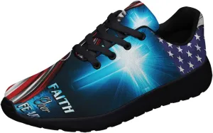 Faith Jesus Shoes, Christian Cross Lace Up Walking Sneakers, Running Shoes Mesh Breathable Sports Trainers