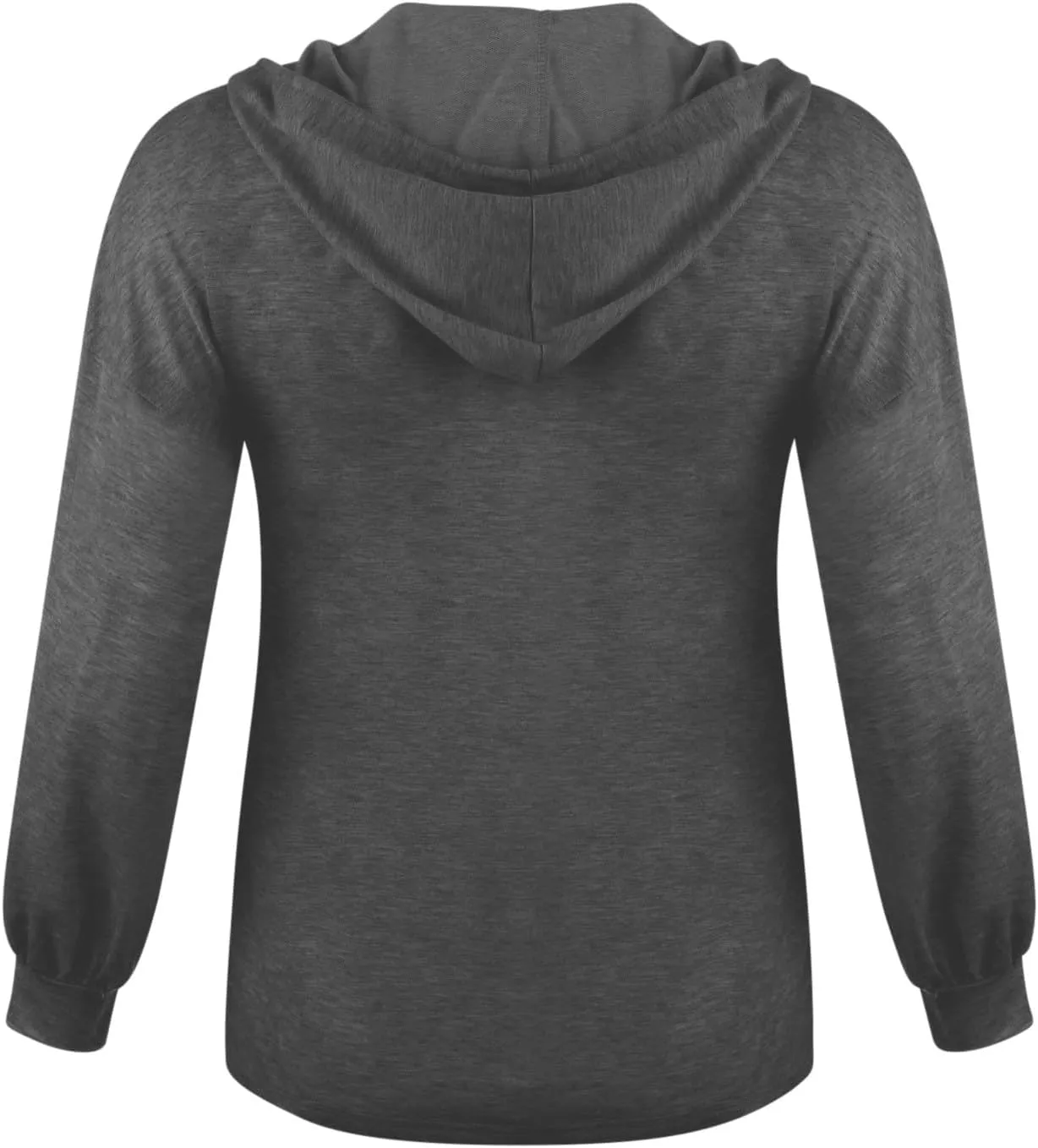 Fall Hoodies for Women Drawstring Button V Neck Long Sleeve Casual Pullover Sweatshirt Ribbed Cuff Hooded Shirts