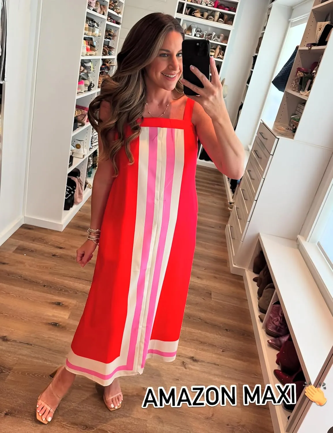 Fiona Jolin Womens Summer Maxi Dress Boho Striped Shoulder Strap Long Sundress Beach Cover Up Dress