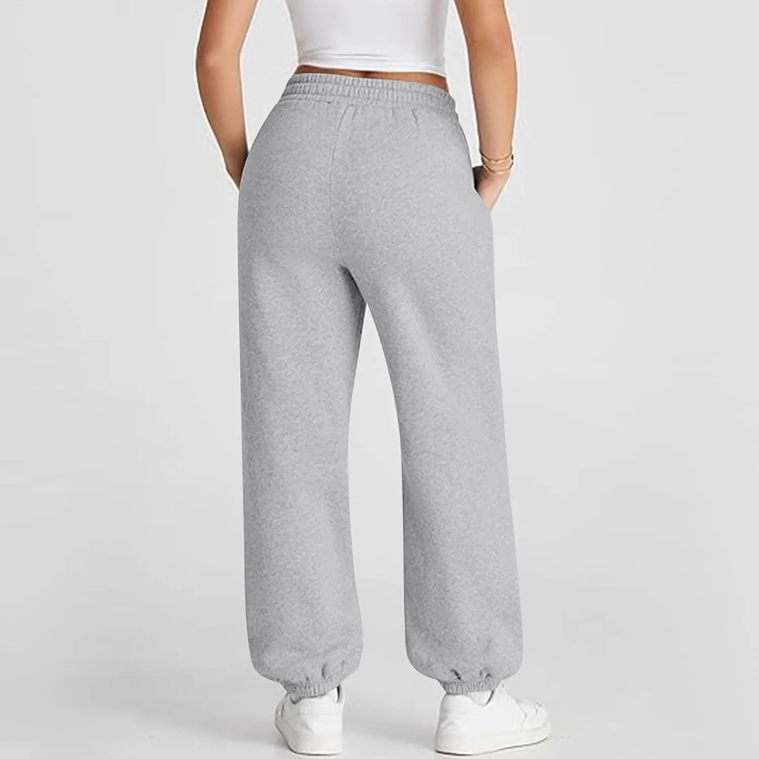 Fleece Joggers for Women Cute Y2k Crossover Baggy Sweatpants Casual Elastic Waist Athletic Jogger Pants with Pockets