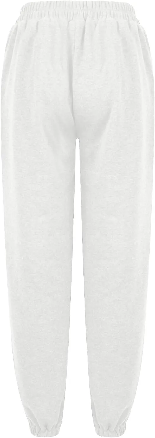 Fleece Joggers for Women Y2k Baggy Cute Sweatpants Casual Crossover High Waisted Athletic Jogger Pants with Pockets
