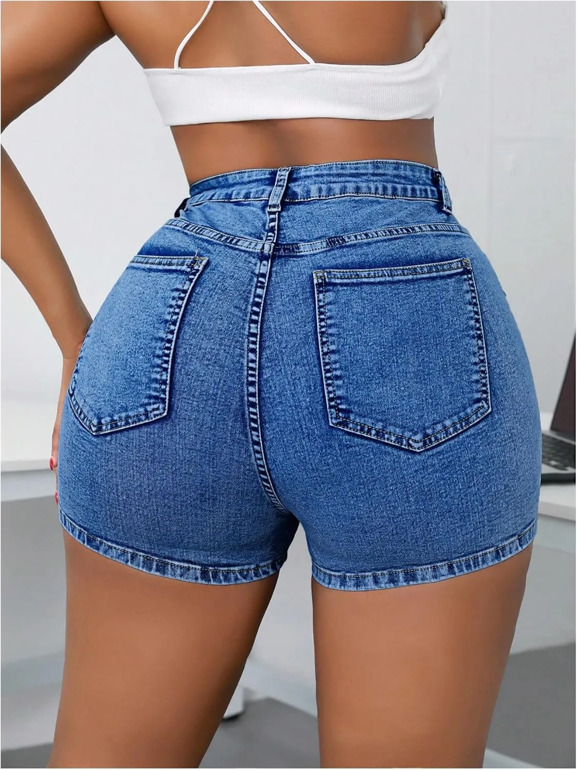Floerns Women's Plus Size High Waisted Mini Jean Skort Stretchy Denim Skirt Shorts