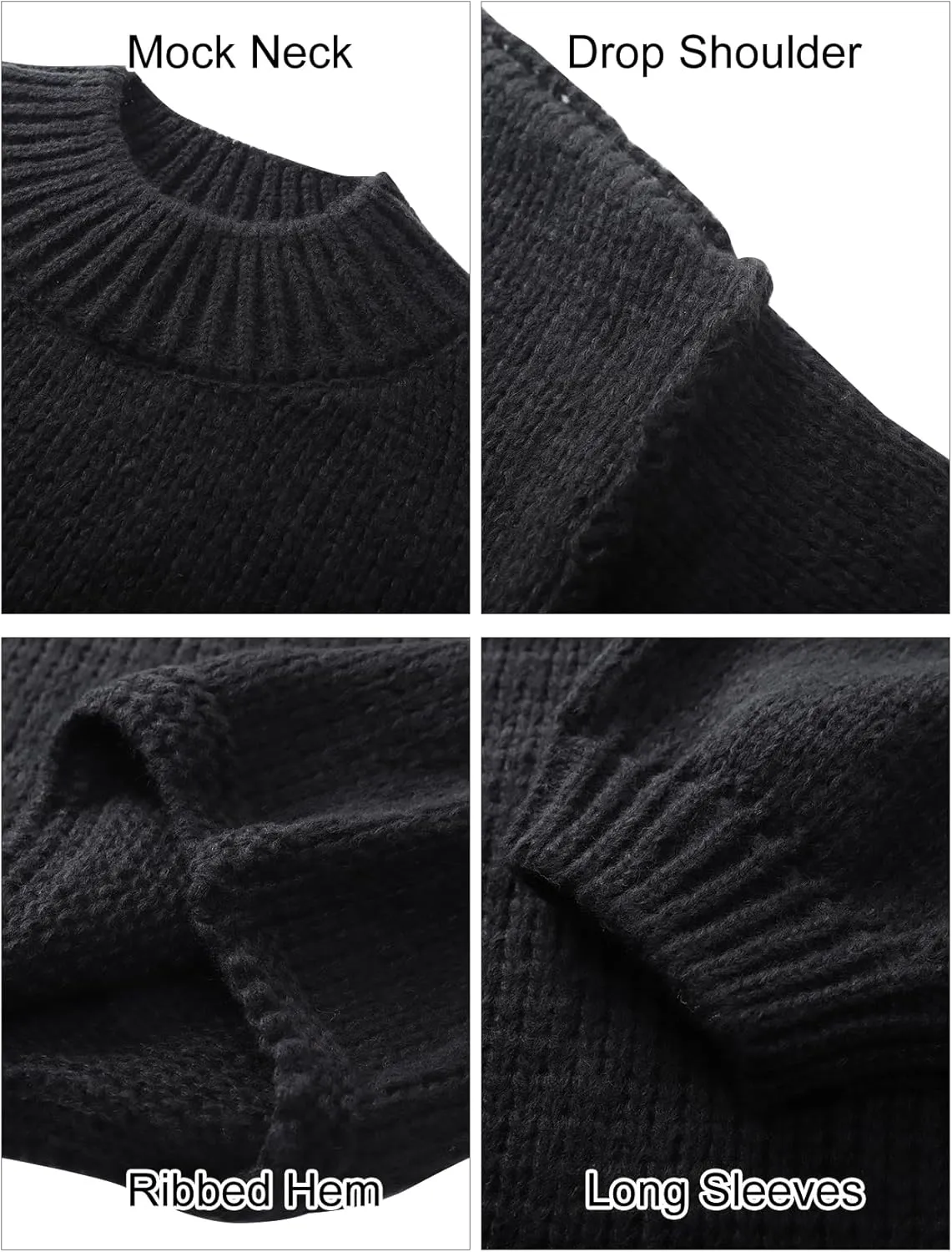 Flygo Womens Oversized Sweater Long Sleeve Mock Neck Tunic Sweater Casual Knit Pullover Sweater Tops