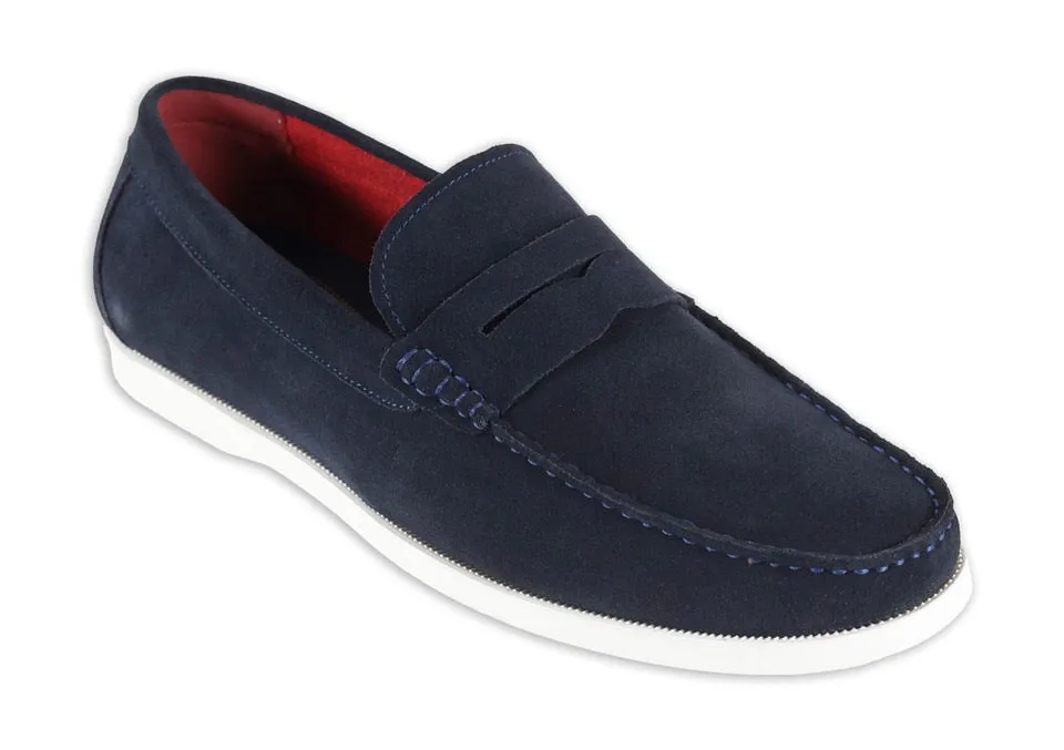 Front Suede Penny Loafers - Doug-Navy