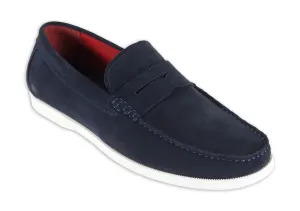 Front Suede Penny Loafers - Doug-Navy
