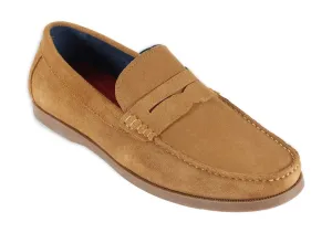 Front Suede Penny Loafers - Doug - Tan