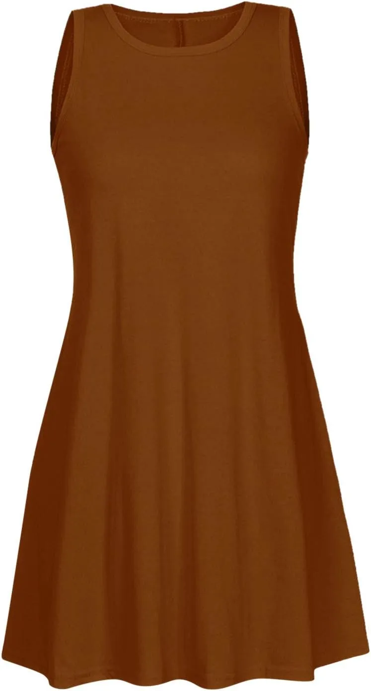FZYLQY Summer Dresses for Womens 2024 Casual Beach Sundresses Flowy Sleeveless Short Dress Fashion Loose Dress with Pockets