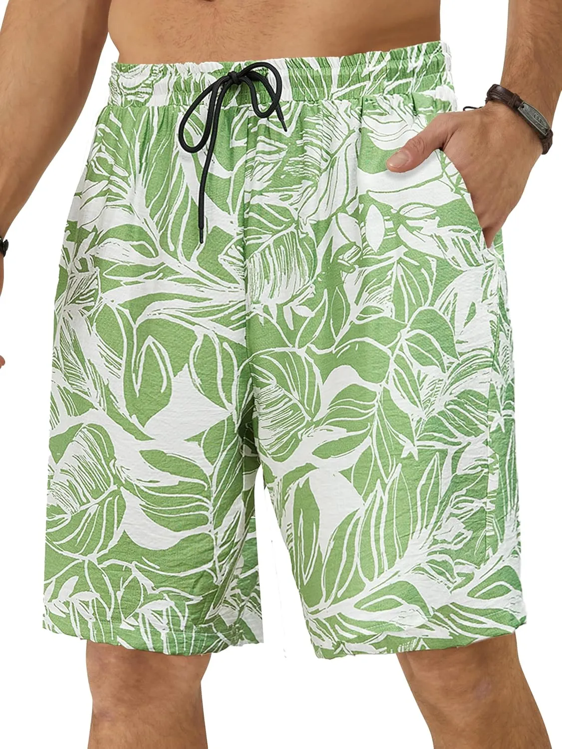 Hardaddy Men's Hawaiian Beach Shorts Lightweight Elastic Waist Lounge Pants for Travel & Sleep
