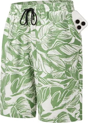 Hardaddy Men's Hawaiian Beach Shorts Lightweight Elastic Waist Lounge Pants for Travel & Sleep