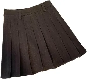 High Waist Pleated Skirts Women Fall Winter Thick Solid Mini Tennis Skirt