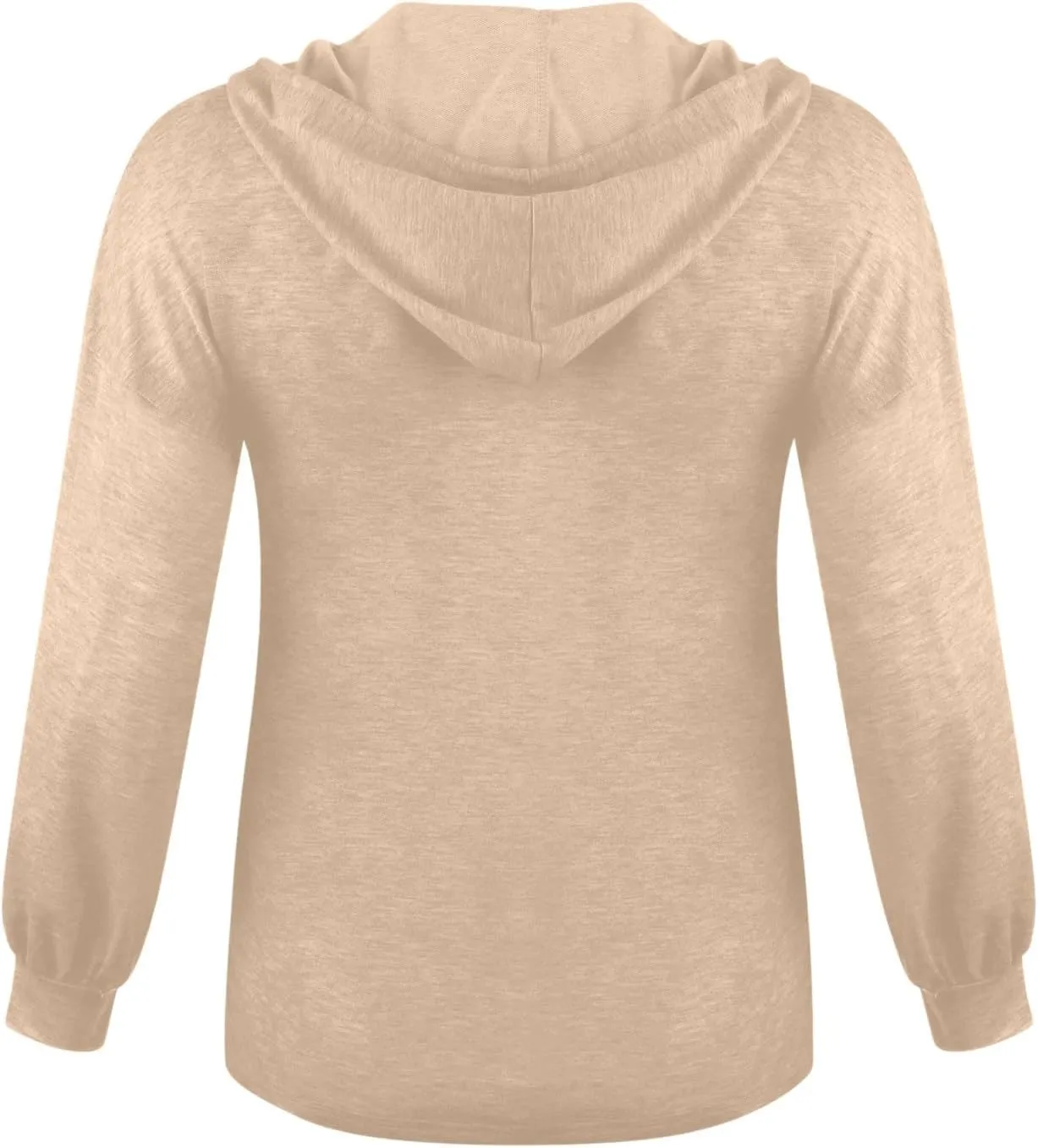 Hoodies for Women Drawstring Button V Neck Long Sleeve Casual Pullover Sweatshirt Hooded Office Work Fall Tops 2024