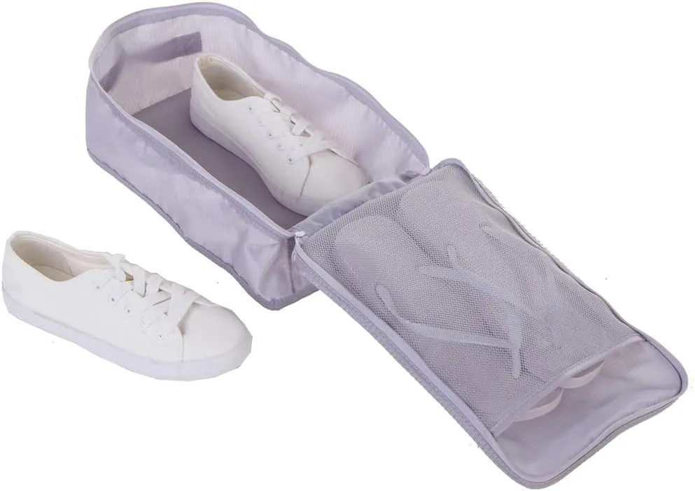JJ POWER Travel Shoe Bags, Foldable Waterproof Shoe Puches Organizer-Double Layer (2 Grey Shoe Bags)