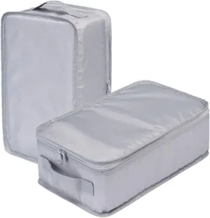JJ POWER Travel Shoe Bags, Foldable Waterproof Shoe Puches Organizer-Double Layer (2 Grey Shoe Bags)