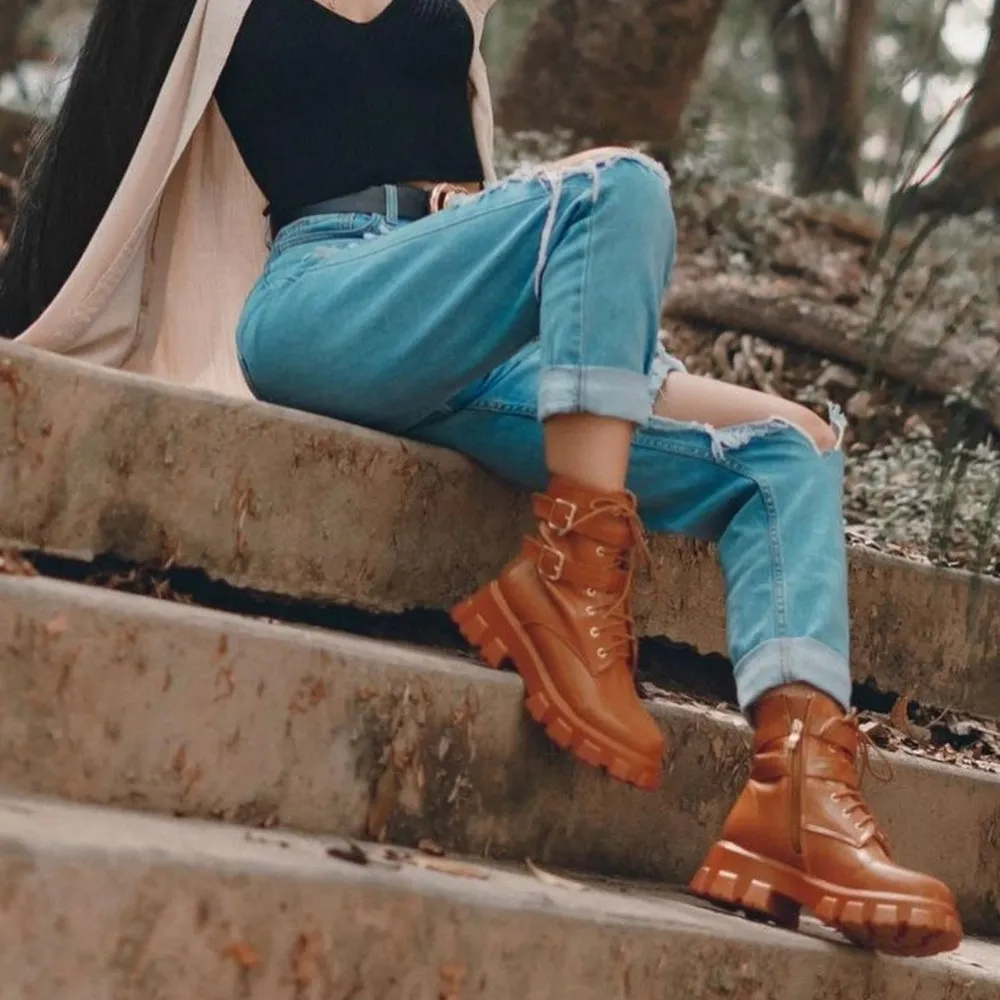 Just In Kashia Combat boot Tan color