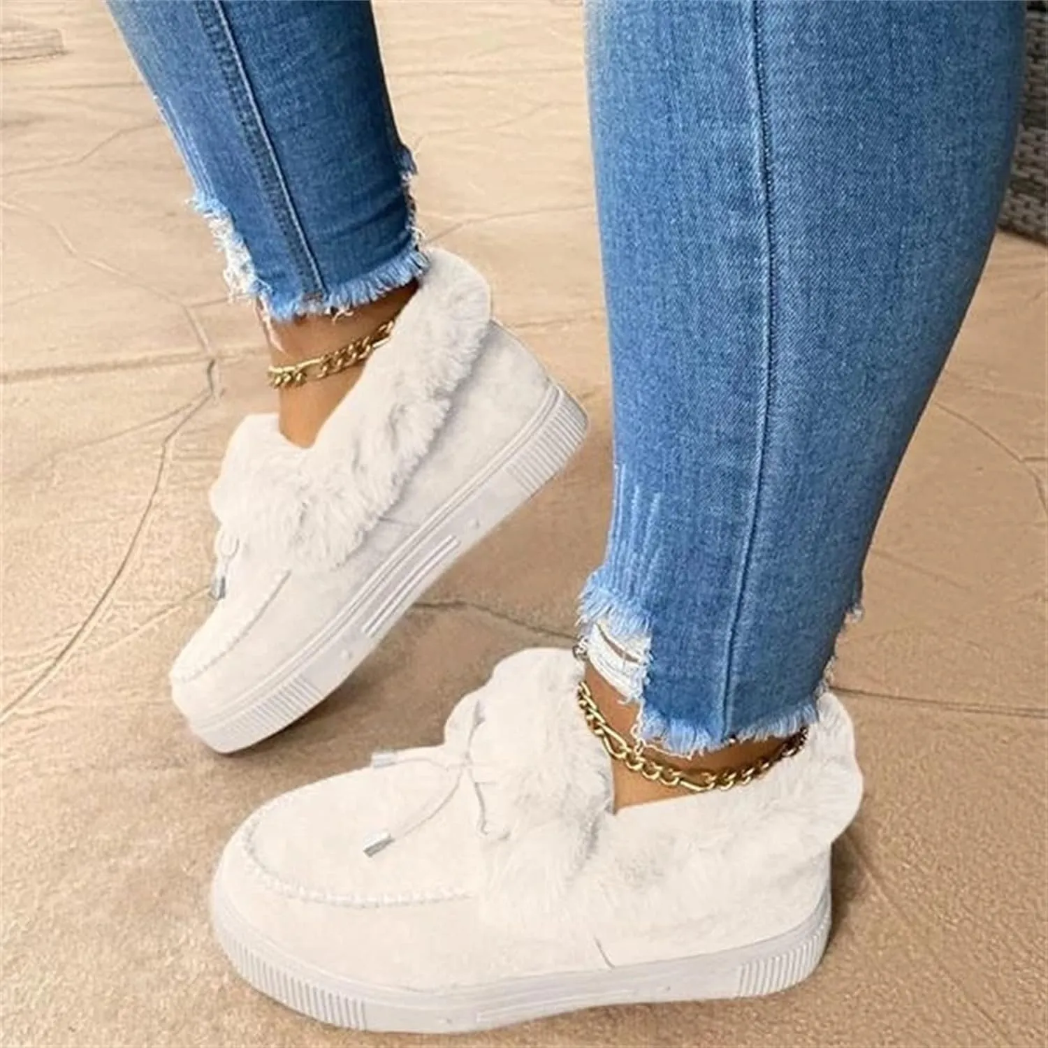 Ladmiple Winter Boots For Women 2024 Fashion Snow Warm Ankle Booties Comfortable Slip On Fur Lined Walking Winter Shoes