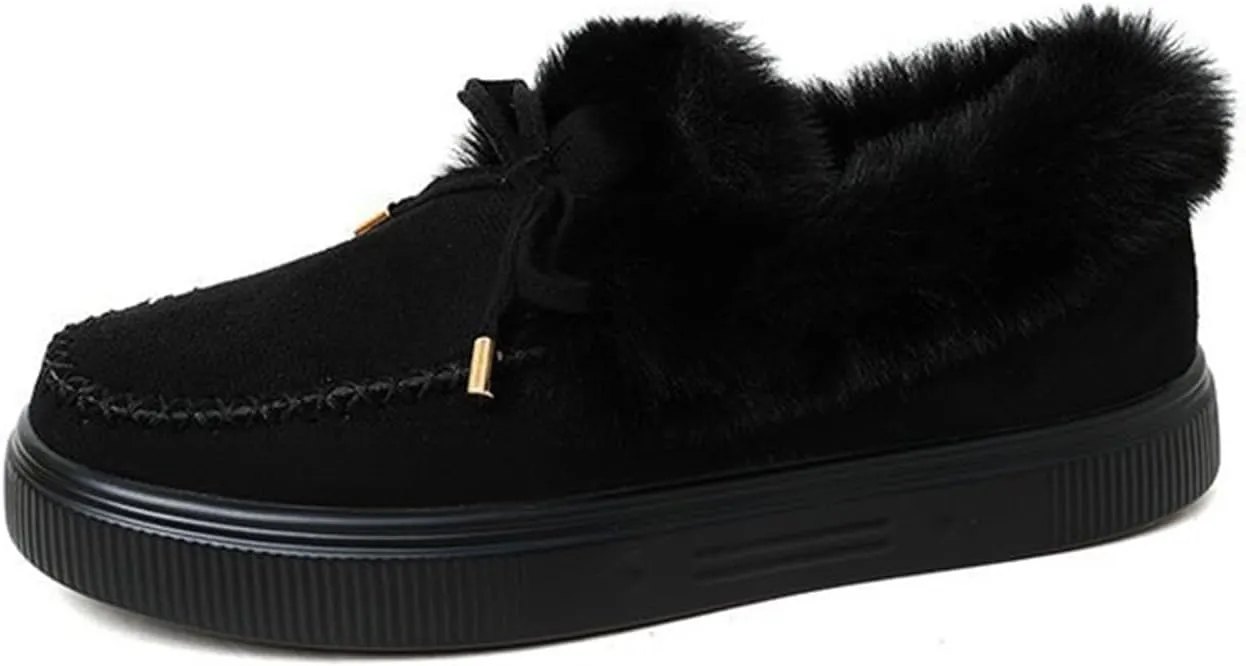 Ladmiple Winter Boots For Women Cute Warm Fur Lined Snow Ankle Booties Outdoor Fashion Comfortable Slip On Walking Shoes