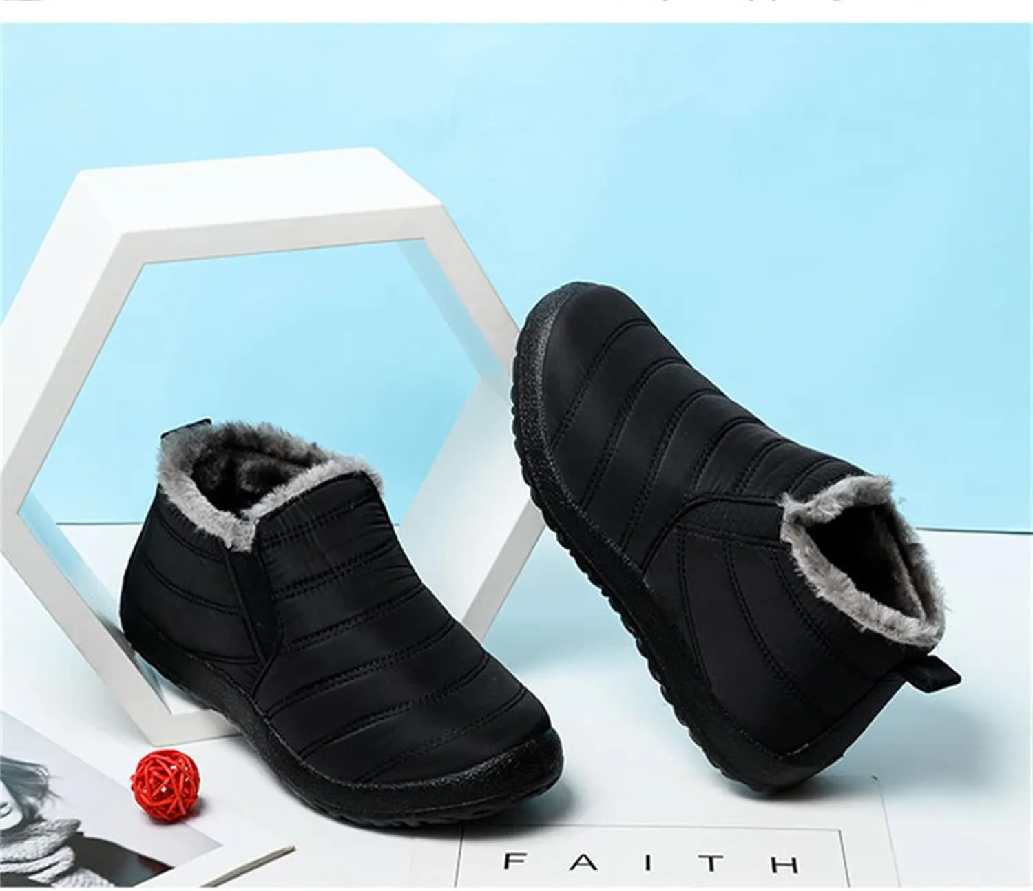 Ladmiple Winter Boots For Women Waterproof Snow Non Slip Warm Fur Lined Anti-Slip Ankle Booties Outdoor Walking Shoes