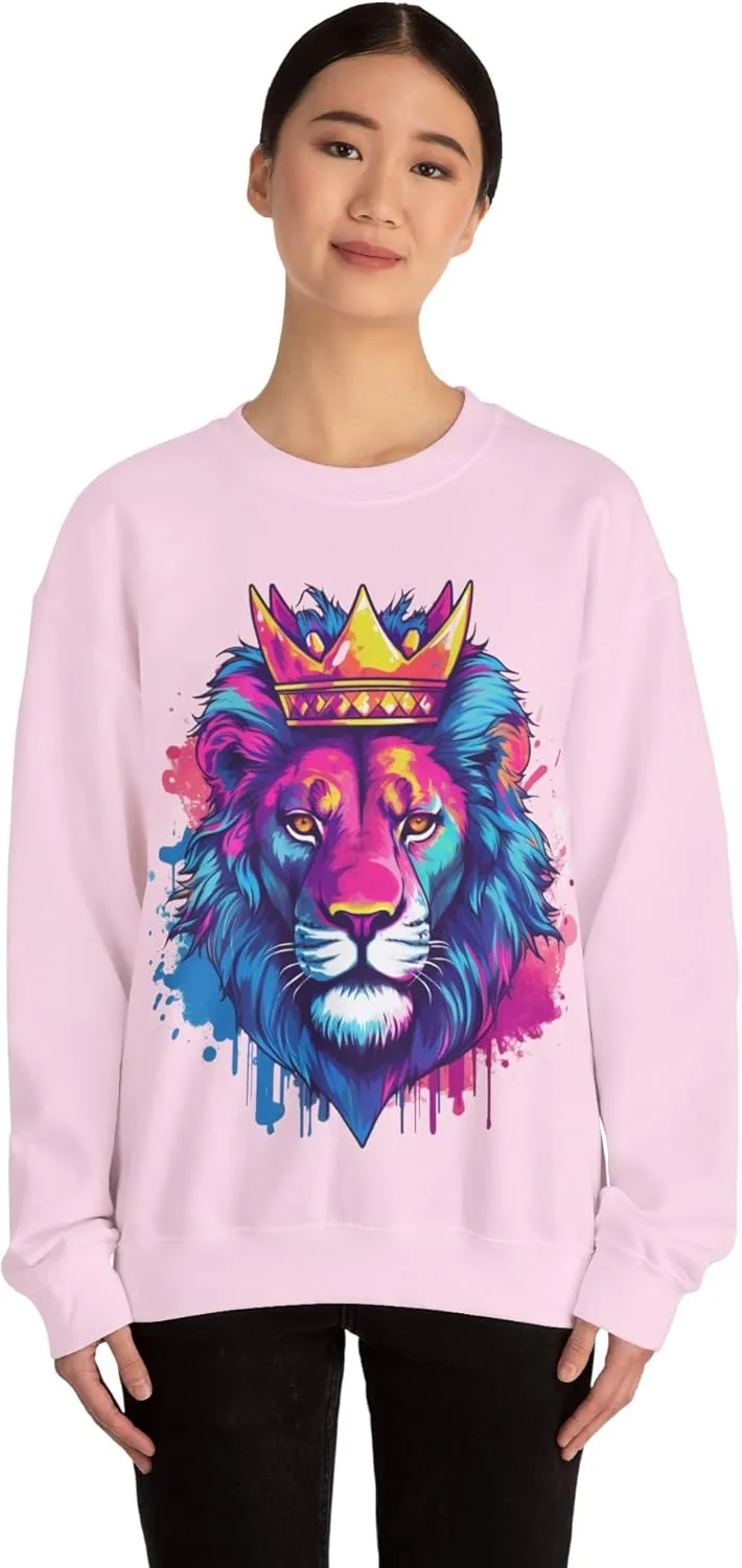 Lion Sweatshirt, Matching Shirt For Boyfriend, Gift For Him, Dad Birthday Outfit, Unisex Crewneck, Heavy Blend Sweatshirt