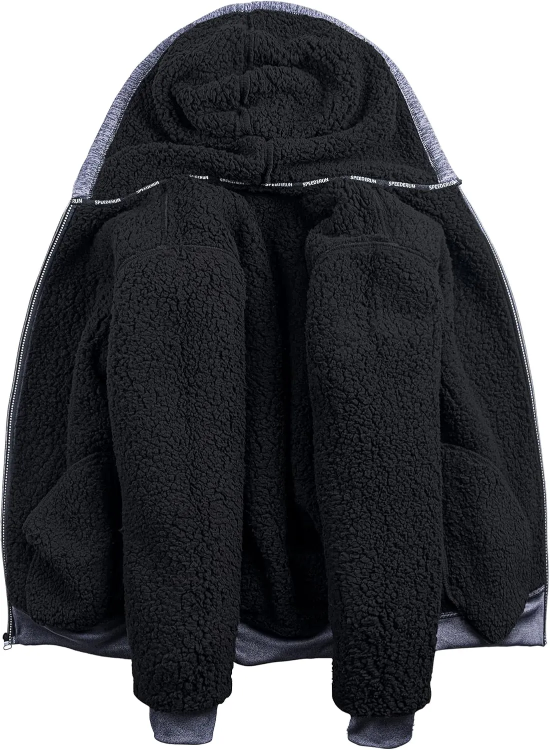 Little Beauty Men Hoodies Full Zip Up Jacket Fleece Sherpa Lined Heavyweight Sweashirts Winter