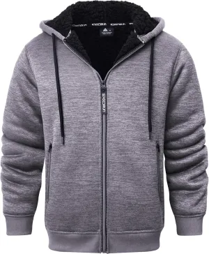 Little Beauty Men Hoodies Full Zip Up Jacket Fleece Sherpa Lined Heavyweight Sweashirts Winter