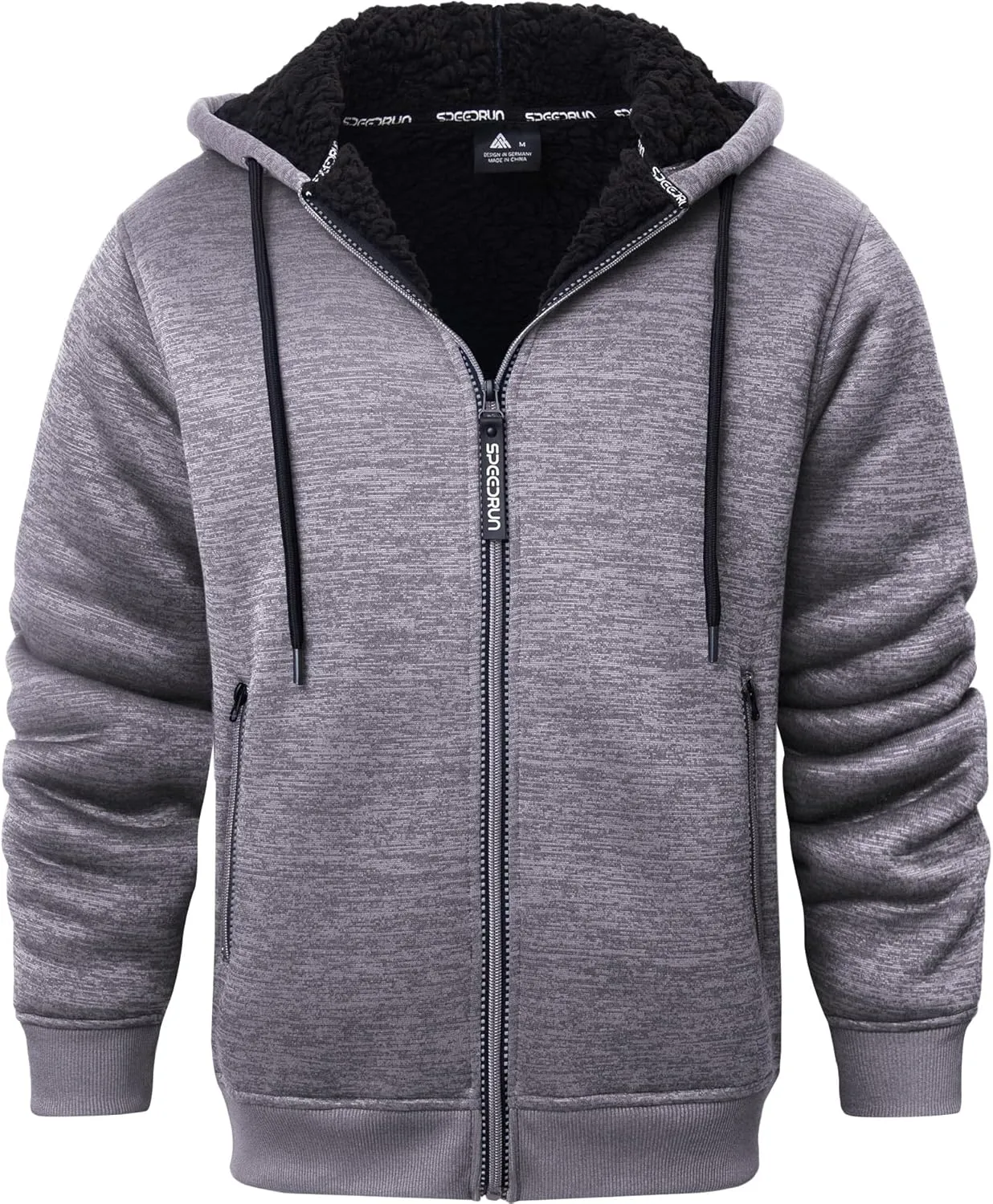 Little Beauty Men Hoodies Full Zip Up Jacket Fleece Sherpa Lined Heavyweight Sweashirts Winter