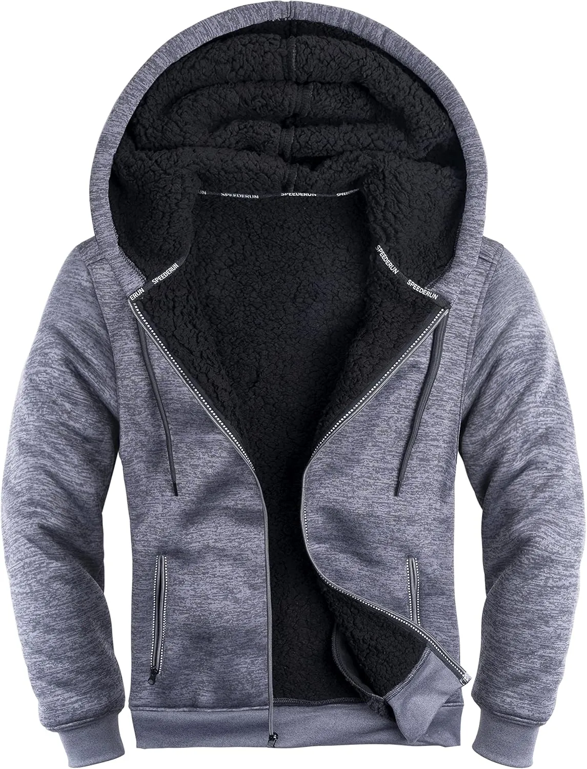 Little Beauty Men Hoodies Full Zip Up Jacket Fleece Sherpa Lined Heavyweight Sweashirts Winter