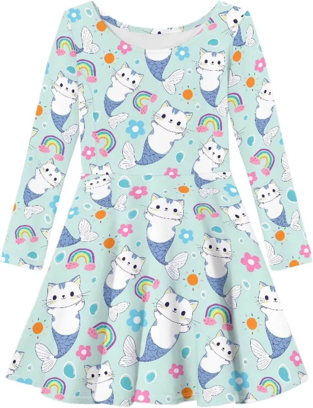 Long Sleeve Dresses for Little Girls Casual Twirly Dresses for Girls 3-16 Years Old