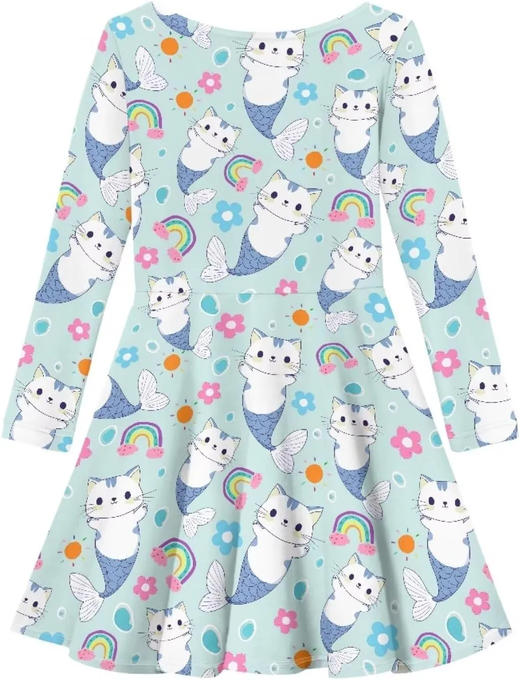 Long Sleeve Dresses for Little Girls Casual Twirly Dresses for Girls 3-16 Years Old