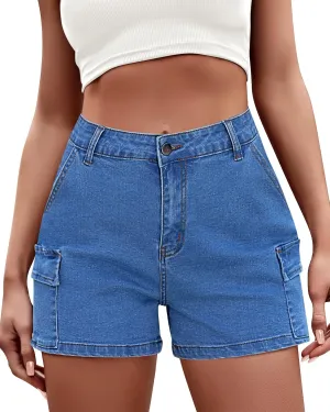 LookbookStore Cargo Shorts for Women High Waisted Casual Summer Stretchy Chino Shorts Short Cargos Colored Jeans