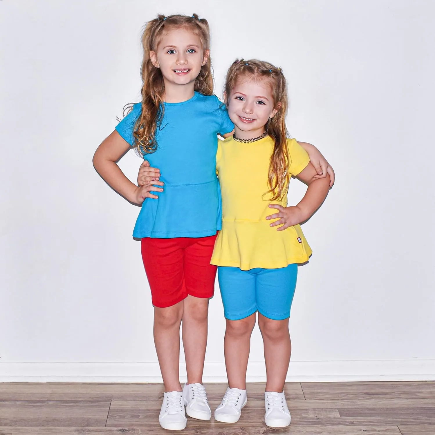 Made in USA Girls' Cotton Long Bike Shorts for School Play Sports