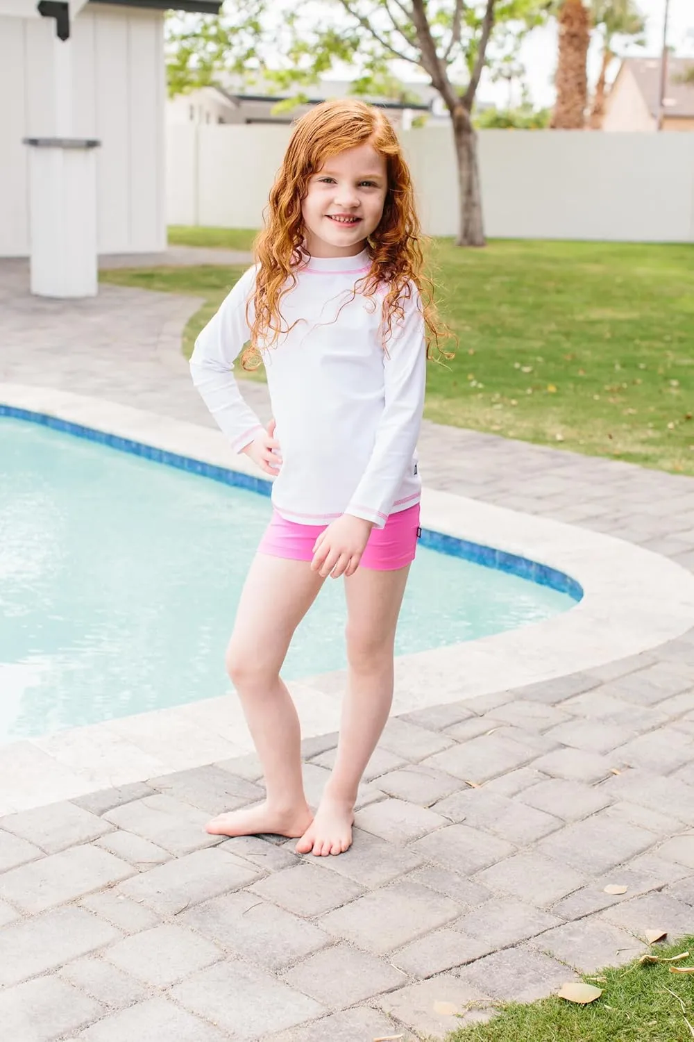 Made in USA Girls' SPF50 Rash Guard Sun Swimming Tee Pool Beach Tshirt Top