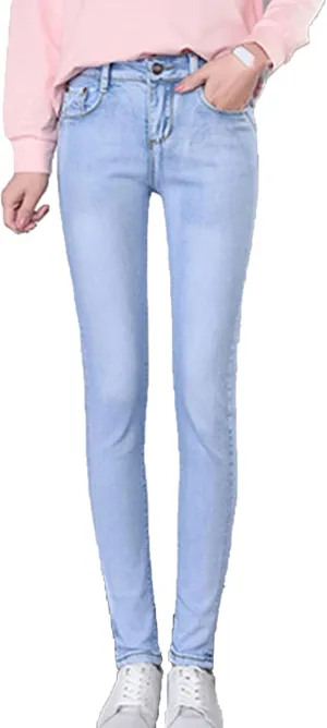 Maiyifu-GJ High Rise Skinny Pencil Jeans for Women Casual Slim Fit Butt Lifting Denim Pants Washed Stretch Jean Trousers