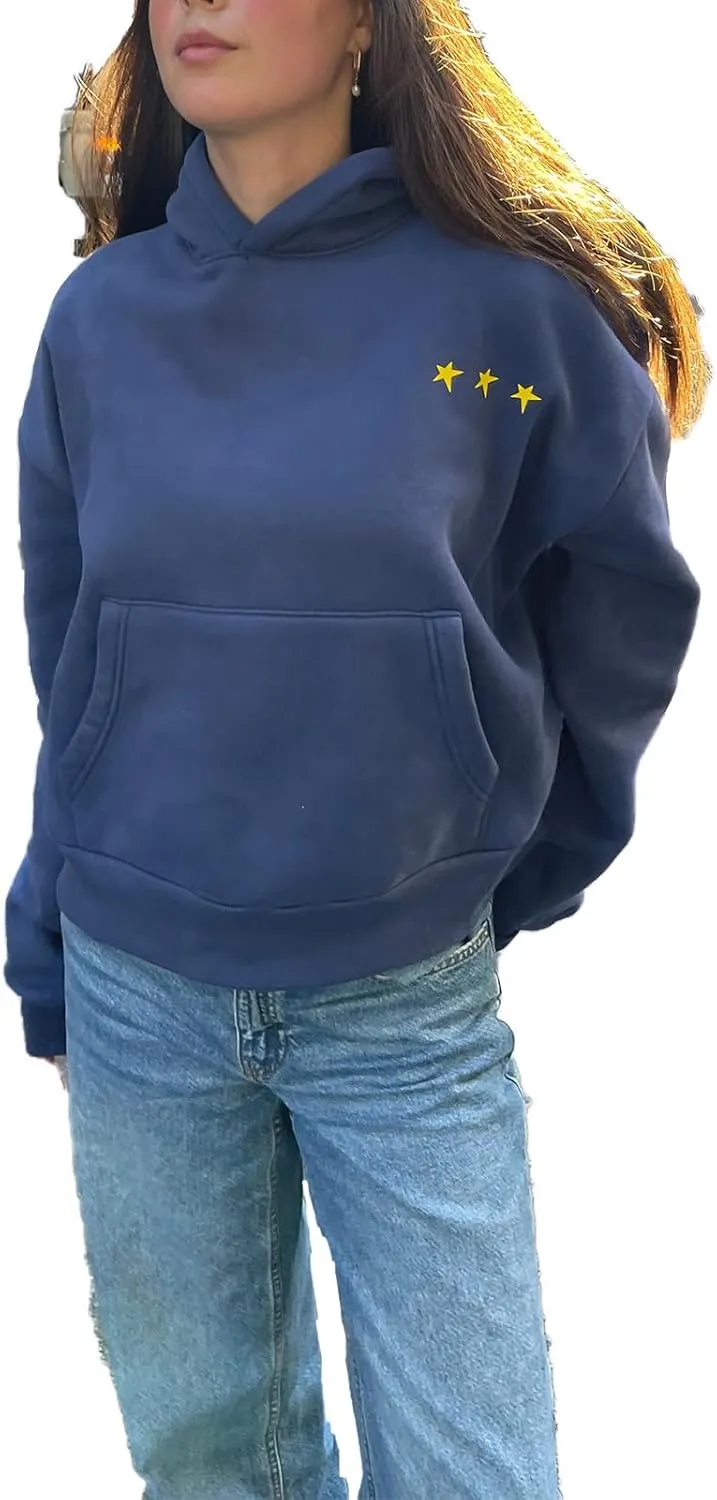 Meiweileya Womens Y2k Oversized Graphic Cute Preppy Hoodies Jacket Star Heart Print Long Sleeve Pocket Sweatshirt