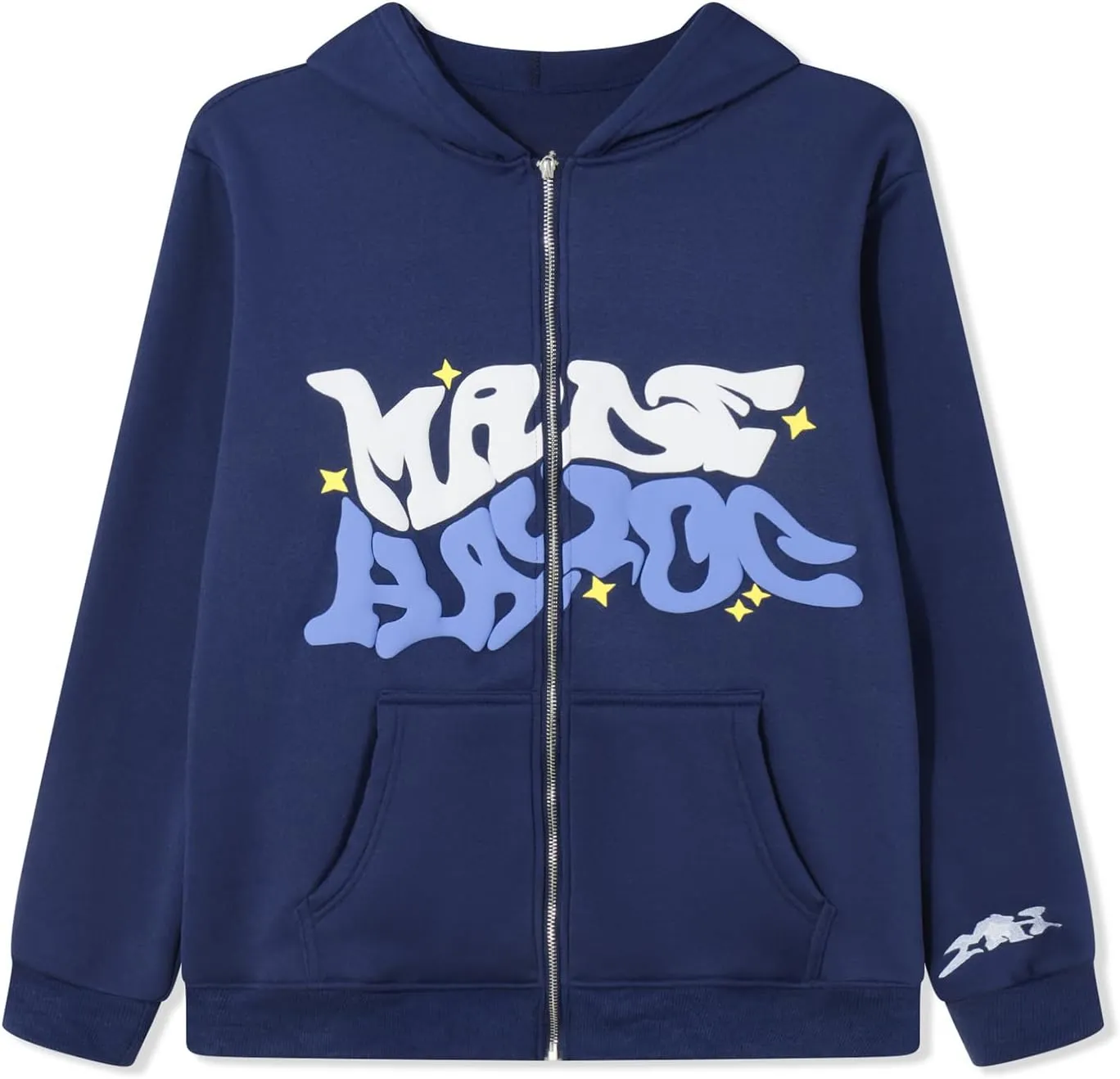 Meiweileya Womens Y2k Zip Up Graphic Star Letter Print Hoodie Sweater Oversized Aesthetic Harajuku Jacket