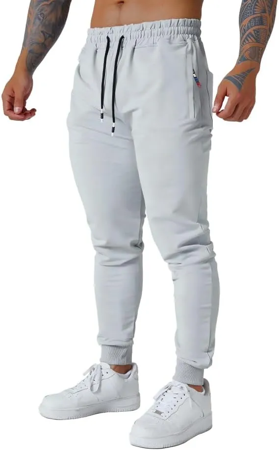 Mens Active Athletic Workout Jogger Sweatpants for Men with Zipper Pocket and Drawstring Size S-2XL