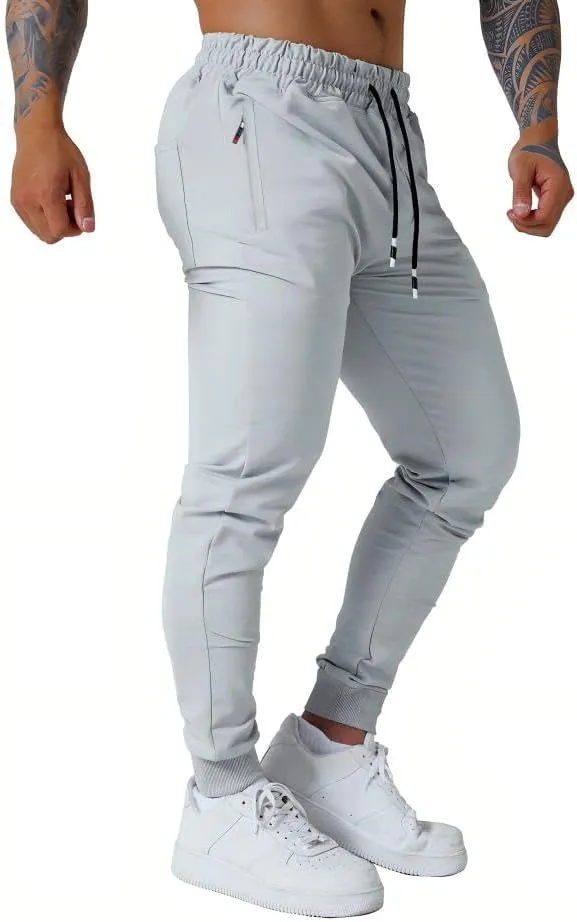 Mens Active Athletic Workout Jogger Sweatpants for Men with Zipper Pocket and Drawstring Size S-2XL