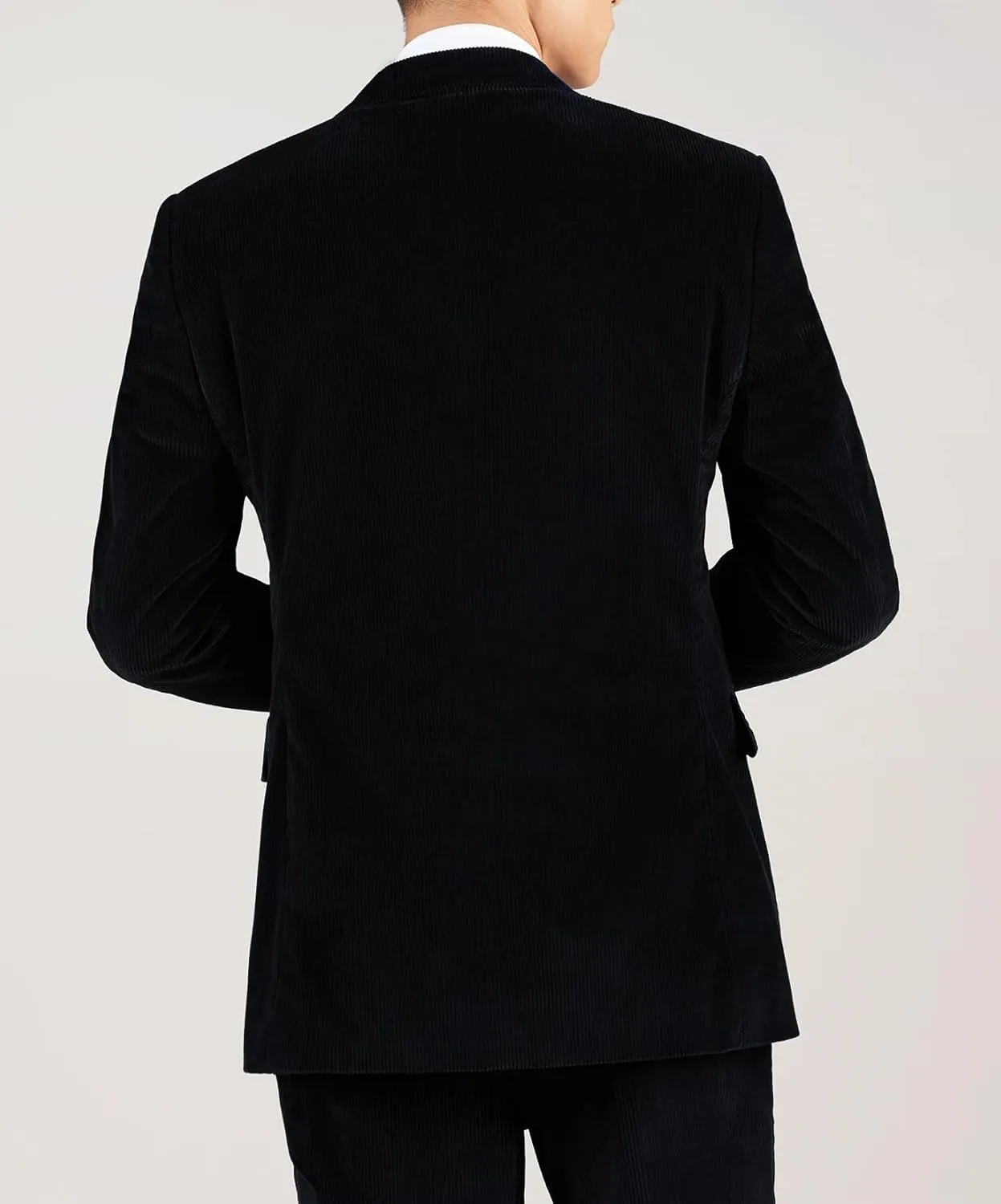 Men's Casual Slim Fit Corduroy Jacket Lightweight 2 Button Blazer Sport Coat Black