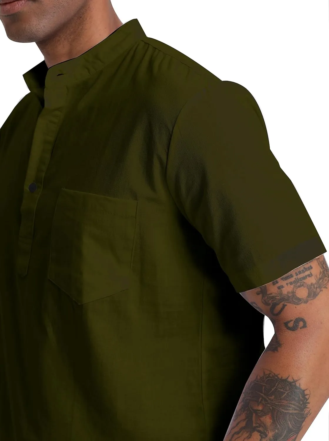 Men's Cotton Linen Set Henley Shirts Shorts outfits 2 Piece Beach Clothes Vacation Matching Suit Summer Wear