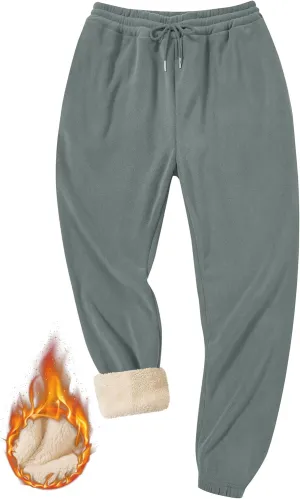Men's Fleece Lined Sherpa Sweatpants Active Running Joggers with Pockets (S-2XL)