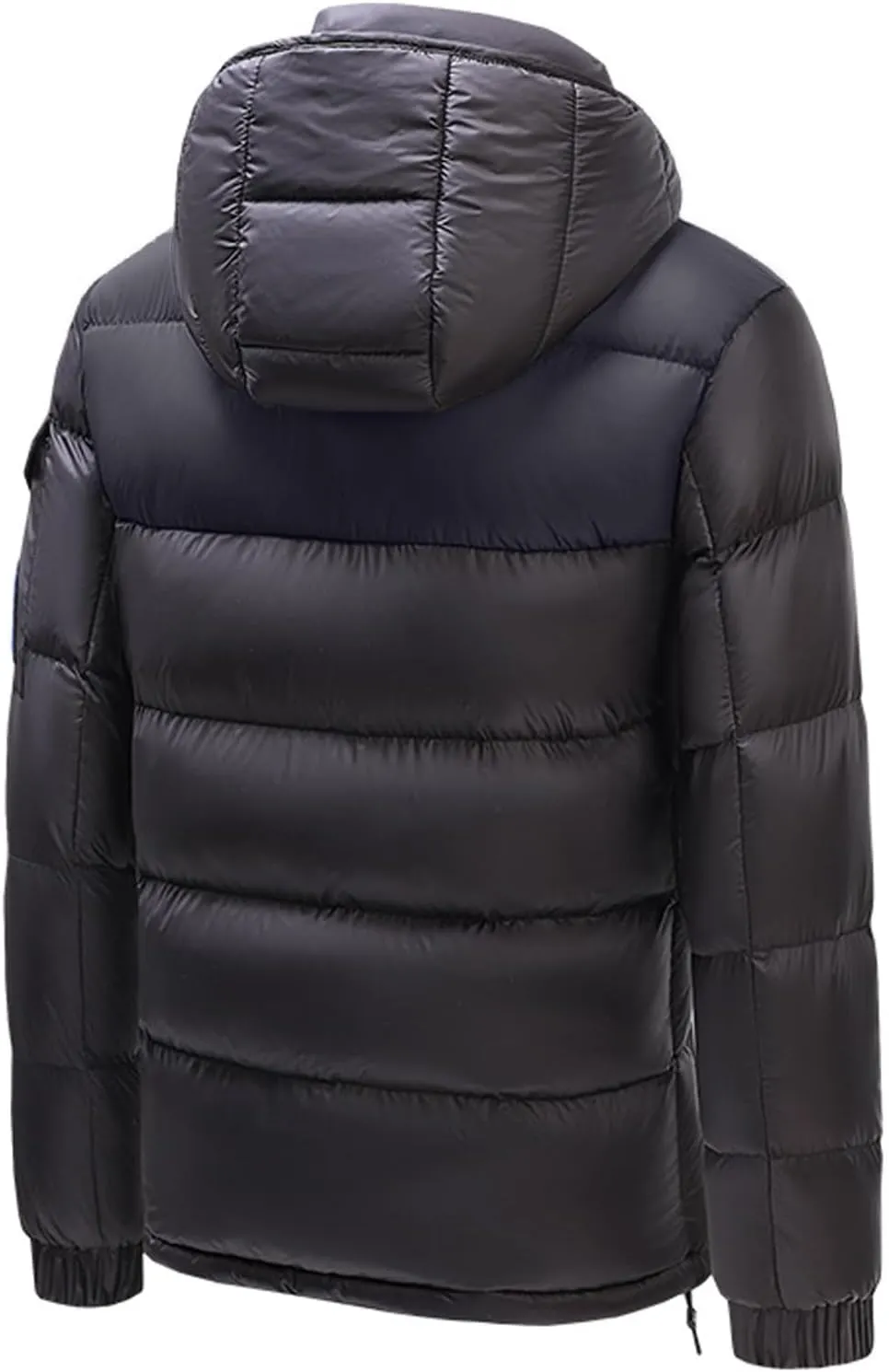 Men's Hooded Puffer Jacket Winter Coat Warm Thickened Zip Up Quilted Padded Jackets with Pockets