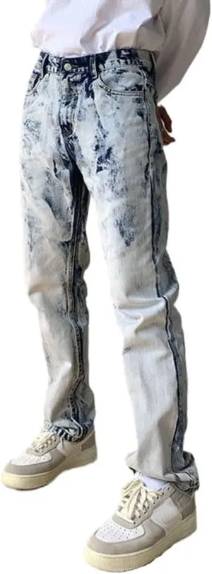 Mens Jeans Straight Leg Relaxed Fit Tie Dye Trendy Y2K Going Out Denim Pants