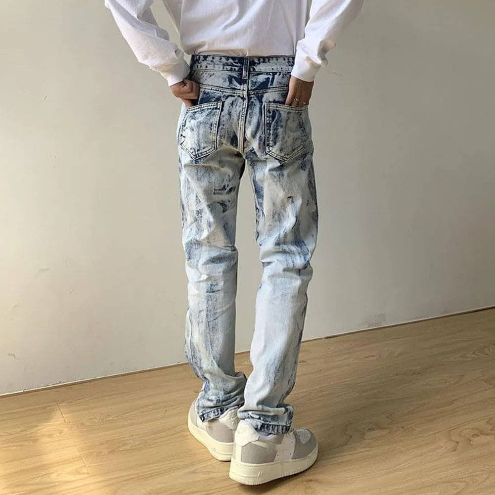 Mens Jeans Straight Leg Relaxed Fit Tie Dye Trendy Y2K Going Out Denim Pants